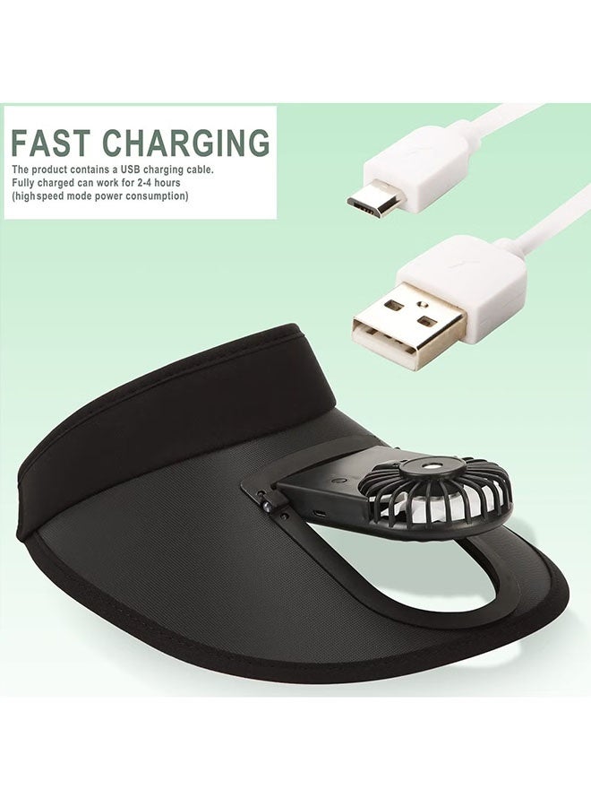 زفيف قبعات Sun Visor مع مروحة ، wvisor مع مروحة مدمجة 2 في 1 Fan Visor Hat قبعة التبريد في الهواء الطلق قبعة مروحة محمولة القبعة قابلة للتعديل مع مروحة الحكم الشمس مع 3 أوضاع مؤقت للنساء UPF 50+ - Image 4