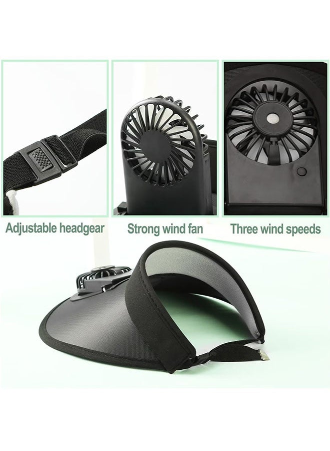 زفيف قبعات Sun Visor مع مروحة ، wvisor مع مروحة مدمجة 2 في 1 Fan Visor Hat قبعة التبريد في الهواء الطلق قبعة مروحة محمولة القبعة قابلة للتعديل مع مروحة الحكم الشمس مع 3 أوضاع مؤقت للنساء UPF 50+ - Image 5