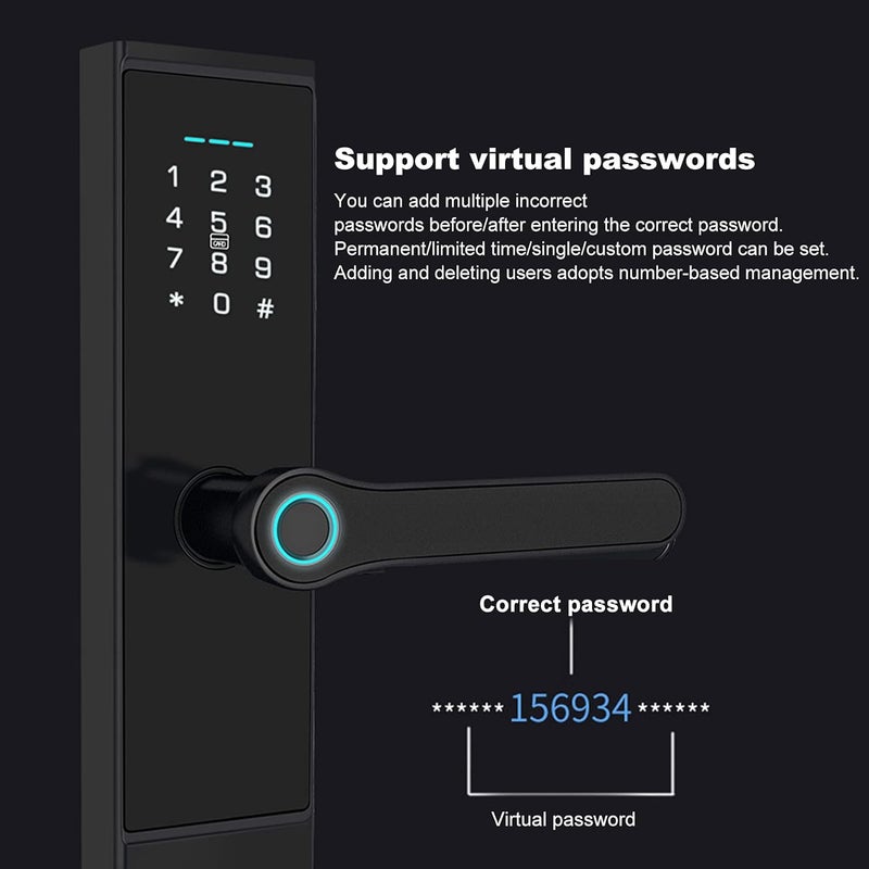 cheekyglo Smart Lock Keypad Door Lock Keyless Entry Door Lock Smart Door Lock Fingerprint Password IC Card Unlocking Anti‑Theft Security Equipment - Image 4