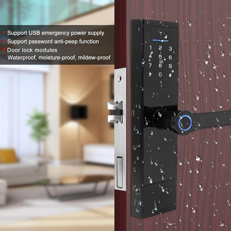 cheekyglo Smart Lock Keypad Door Lock Keyless Entry Door Lock Smart Door Lock Fingerprint Password IC Card Unlocking Anti‑Theft Security Equipment - Image 2