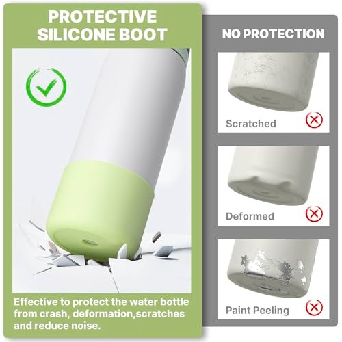 Diumepo Boot for Owala 24 oz, Anti-Slip Protective Sleeve for Stainless Steel Water Bottle, Silicone Boot Bottom Base (Green) - Image 3