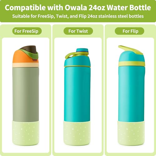 Diumepo Boot for Owala 24 oz, Anti-Slip Protective Sleeve for Stainless Steel Water Bottle, Silicone Boot Bottom Base (Green) - Image 2