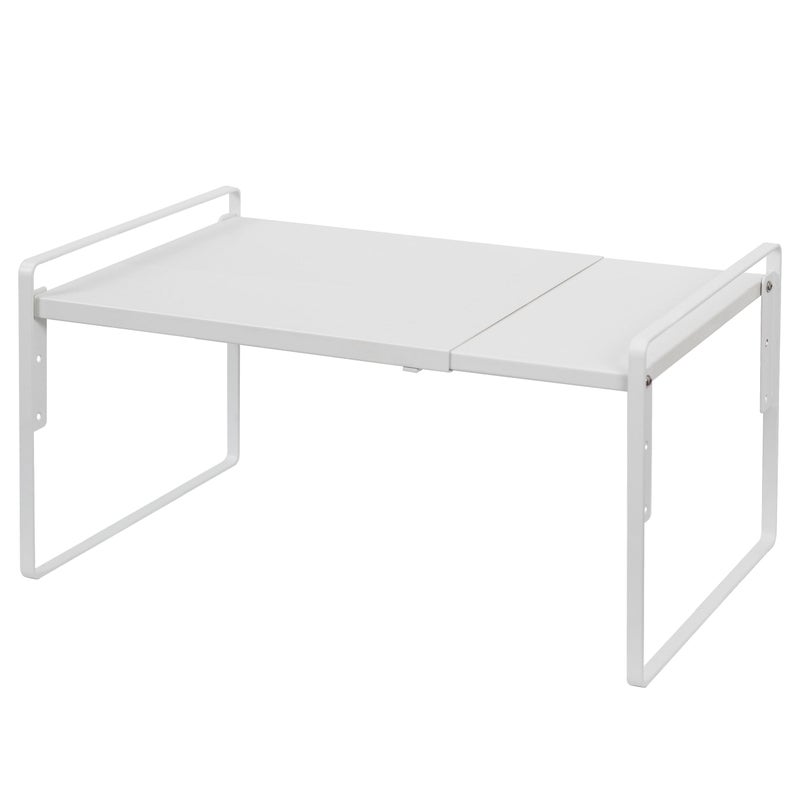 Nxconsu Cabinet Shelf Expandable Height Adjustable Shelf Organizer Riser For Kitchen Cabinet Pantry Cupboard Under Sink Countertop Organization Storage Space Saver Stackable Heavy Duty Metal White Xl - Image 1