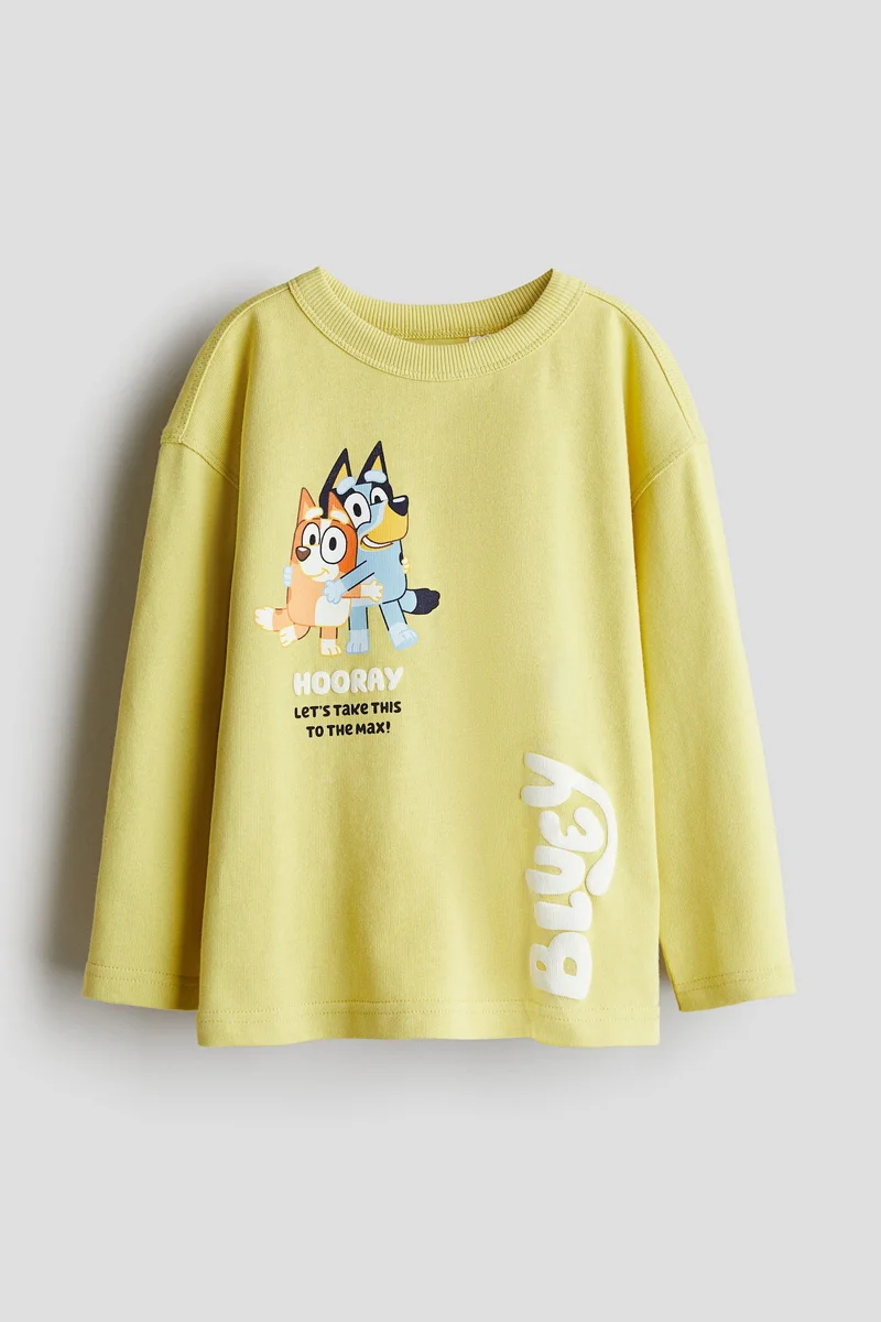 اتش اند ام Printed Long-Sleeved Jersey Top