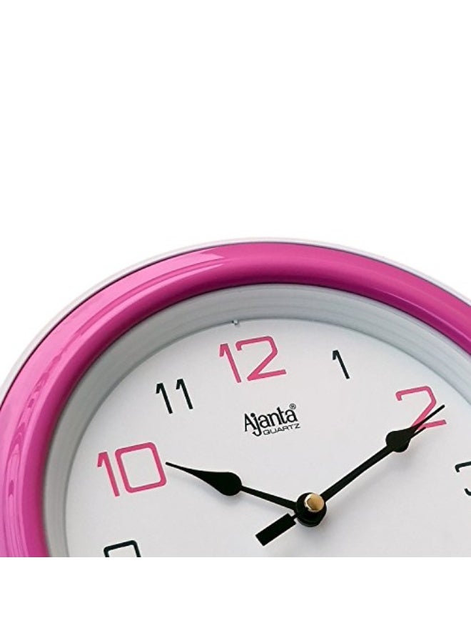 Ajanta 2147 Abstract Plastic Round Analog Wall Clock – Pink | 20.5 cm x 20.5 cm x 3.5 cm | Battery Operated | Silent Quartz Movement | Ideal for Home & Office - Image 2