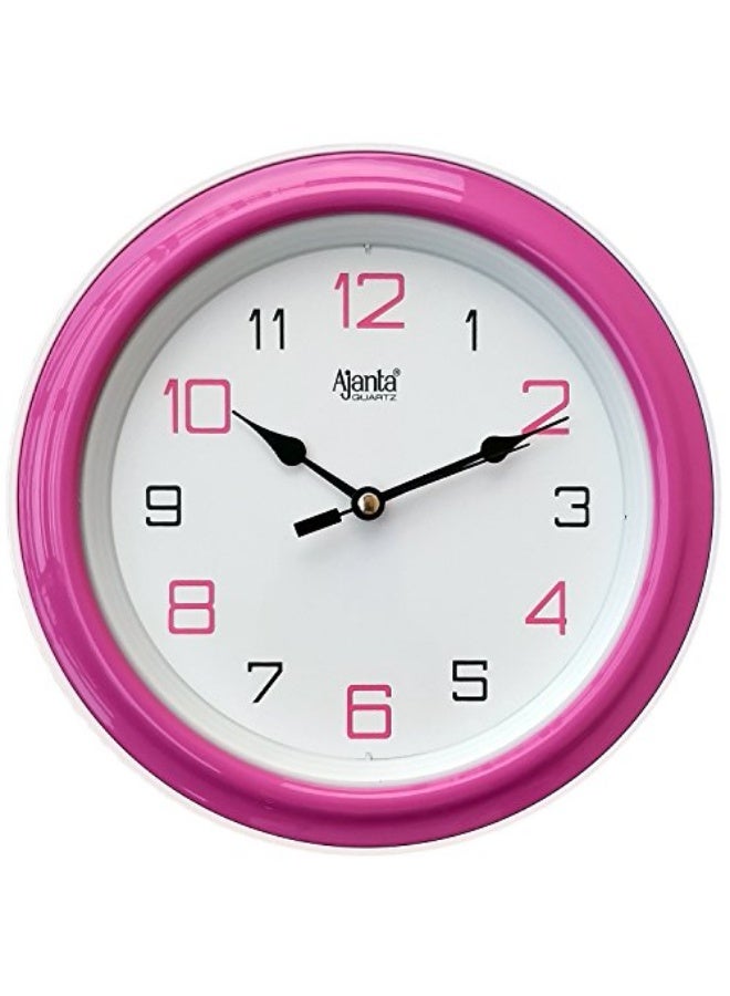 Ajanta 2147 Abstract Plastic Round Analog Wall Clock – Pink | 20.5 cm x 20.5 cm x 3.5 cm | Battery Operated | Silent Quartz Movement | Ideal for Home & Office - Image 1