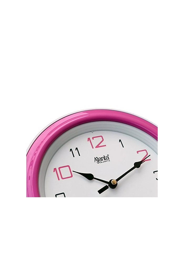 Ajanta Abstract Wall Clock – Pink Plastic Frame, 20.5 x 20.5 x 3.5 cm | Round Quartz Analog Clock for Home, Office & Kitchen - Image 3