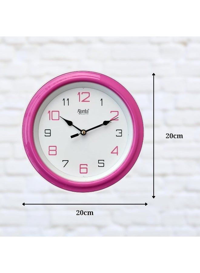 Ajanta Abstract Wall Clock – Pink Plastic Frame, 20.5 x 20.5 x 3.5 cm | Round Quartz Analog Clock for Home, Office & Kitchen - Image 2