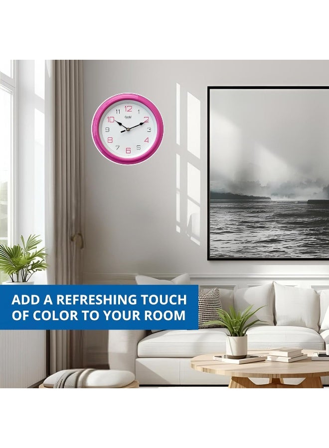 Ajanta Abstract Wall Clock – Pink Plastic Frame, 20.5 x 20.5 x 3.5 cm | Round Quartz Analog Clock for Home, Office & Kitchen - Image 3