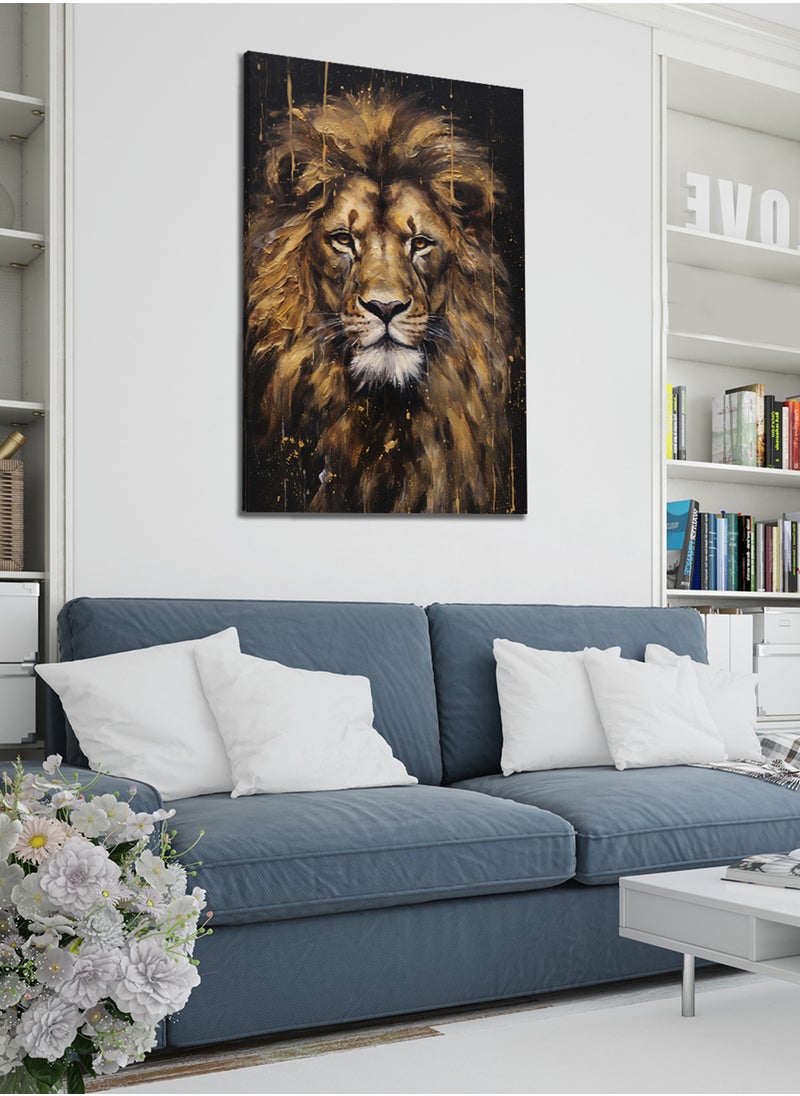 Canvas Wall Art Stretched Over Wooden Frame with Golden Lion Painting - pzsku/ZCA0AD4AF5309B484E70AZ/45/_/1719778687/457b5fbf-ccbf-4799-8282-6516f682423f