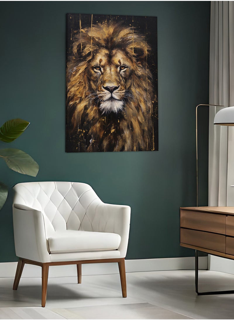 Canvas Wall Art Stretched Over Wooden Frame with Golden Lion Painting - pzsku/ZCA0AD4AF5309B484E70AZ/45/_/1719778691/b949616e-f717-4b9b-b95d-b7c7abc0ef28