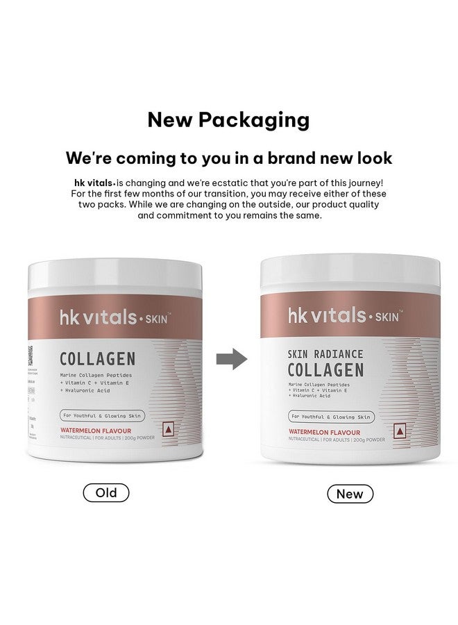 HEALTHKART مسحوق مكمل كولاجين البحر من هيلث كارت (بنكهة البطيخ، 200 جرام) | فيتامين C، E، هيالورونات الصوديوم | لبشرة وشعر وأظافر صحية، 1 قطعة - Image 2