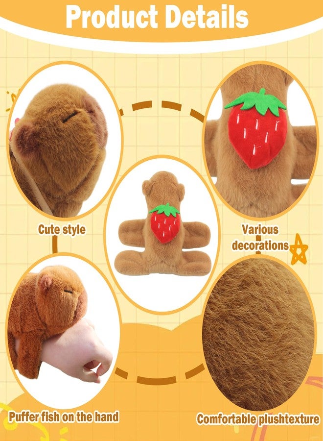 Timisea 2 Pcs Capybara Plush Slap Bracelet, Cute Capybara Plush Toy Bracelet,9 ''Capybara Huggers Slap,Perfect for Birthday Party Gift - Image 2