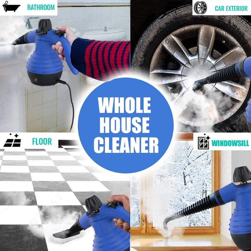 Comforday Handheld Pressurized Steam Cleaner - Multi-Purpose Steamer with 9-Piece Accessories Steam Cleaning Machine for Stain Removal, Curtains, Car Seats, Floor, Window (Blue) - Image 3