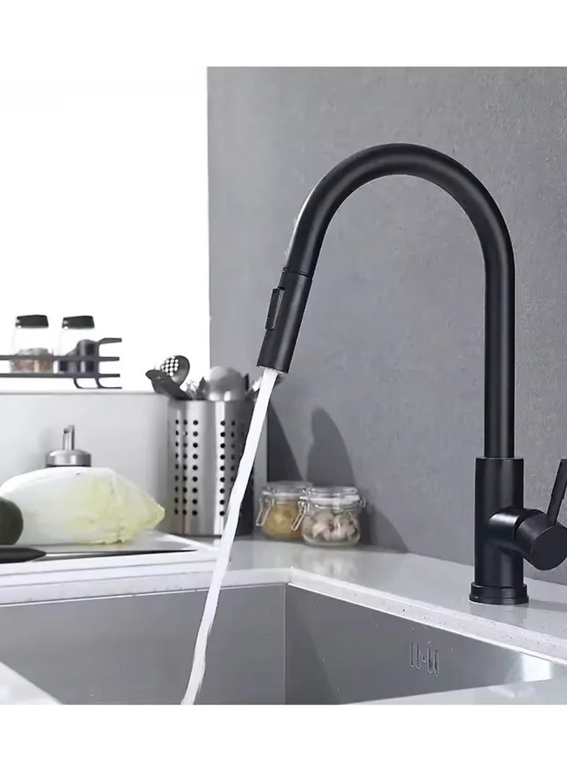Black Kitchen Taps Mixer, 360°Swivel Kitchen Sink Faucet with Pull Out Spray 3 Modes, Stainless Steel Pull Down Sink Taps for Kitchen  - Image 3