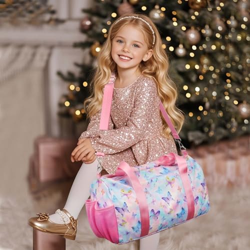 RHCPFOVR Gym Travel Duffle Bag for Girls Gymnastics Sports Dance Bag with Shoe Compartment Wet Pocket Panda Kids Travel Bag Teens Weekender Sleepover Carry On Bag - Image 3