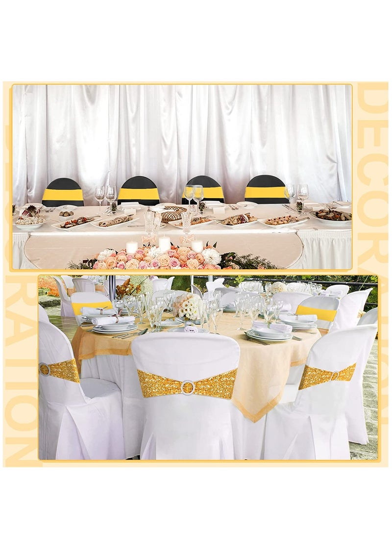 SYOSI Chair Sashes Set, One-Sided Sequin Chair Sashes Chair Bows, for Wedding Bridal Shower Birthday Banquet Reception(Gold, 20 Pcs) - Image 5