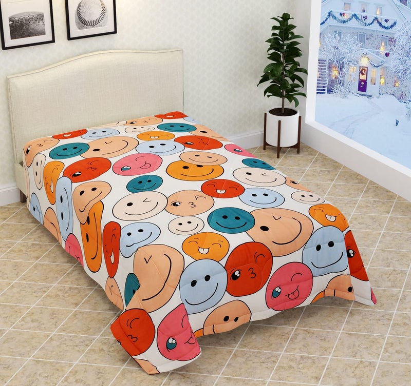 KitchDeco Kitch Deco™ Glace Cotton Single Bed Reversible Babies & Kids Comforter/Dohar/Quilt, 200 GSM (60x90 Inches) (Smiles) - Image 1