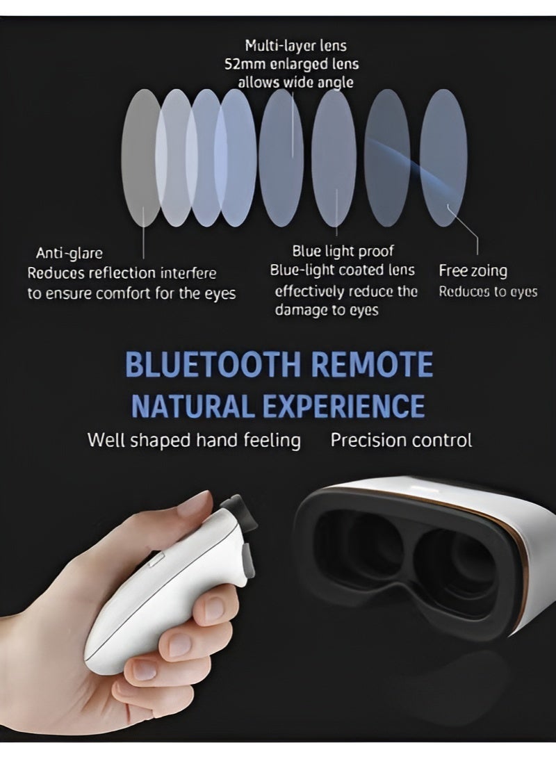 MJ4-04 3D Virtual Reality Glasses with Remote and Headphones - Cinematic Experience - Ergonomic Design - Not Compatible with Android - Black - Image 5