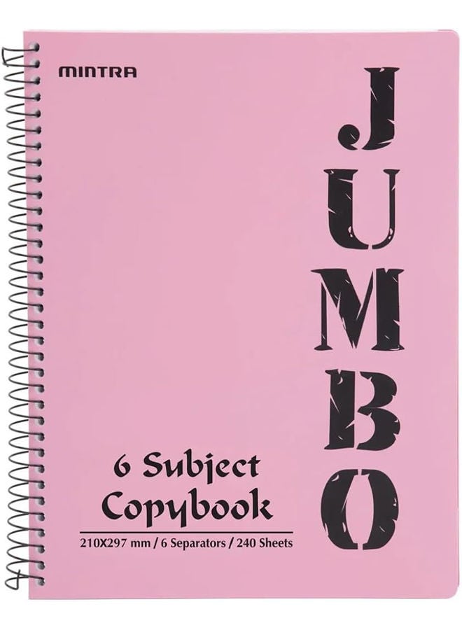 JUMBO A4 Notebook 6 Subjects 240 Sheets-Pastel color- Spring Pink