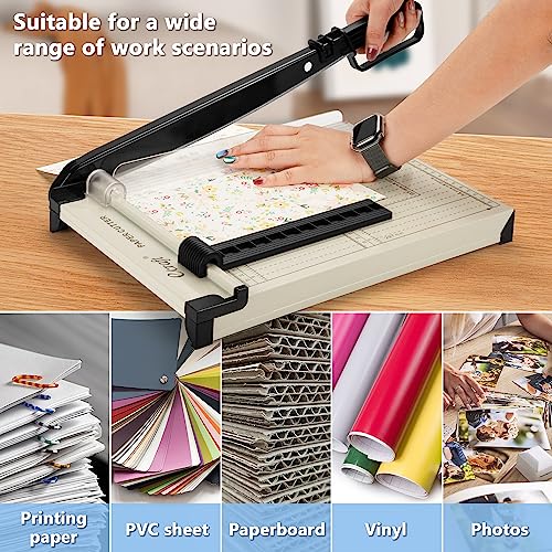 Ecraft 12" Guillotine Paper Cutter：Paper Trimmer Accurate Cutting with Safety Guard,15 Sheets Capacity,Magnetic Guide,Heavy Duty Metal Base, Perfect for Cardstock,Cardboard,Vinyl,Crafts & Photos - Image 5