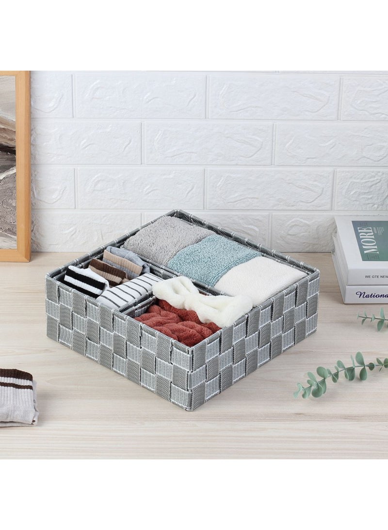 DANUBE HOME Macaw Storage Basket Set Of 4 – Organizer for Toys, Laundry, Clothes & Home Essentials, Durable and Stylish Basket for Bedroom, Living Room, Bathroom & Office Storage Solutions 28 X 28 X 14Cm Grey - Image 1