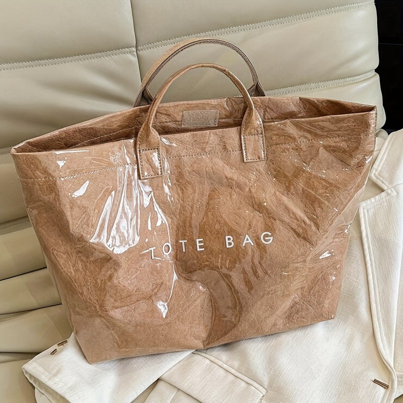 Fashion Retro Dupont Paper Bag Women'S New Commuting Large Capacity Kraft Paper Handbag Shopping Bag Bag Trendy - Image 4