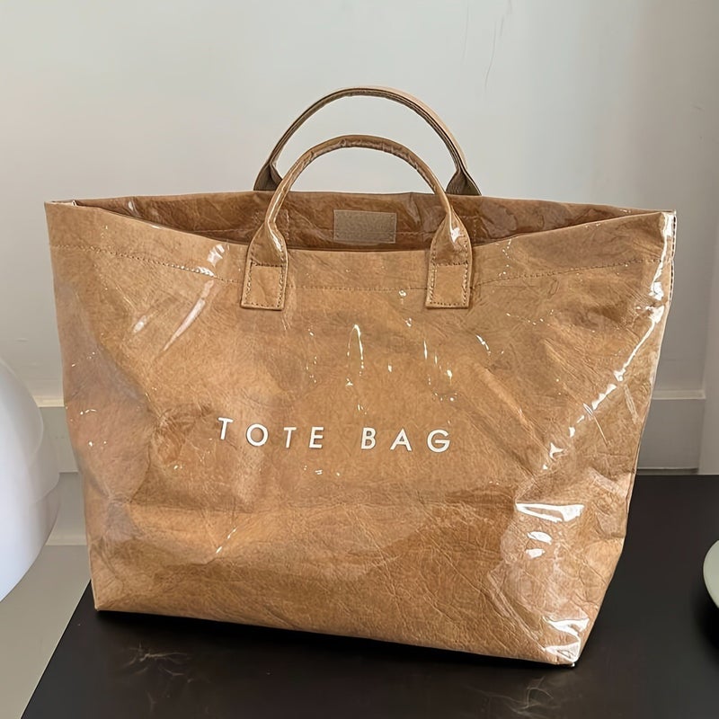 Fashion Retro Dupont Paper Bag Women'S New Commuting Large Capacity Kraft Paper Handbag Shopping Bag Bag Trendy - Image 3