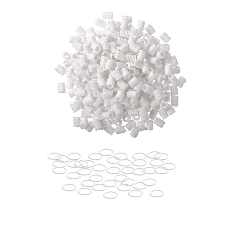 Aakriti Aakriti 100pcs Cord Locks Toggles and 100pcs Plastic Rings White Elastic Cord Lock for Mask Adjuster Lanyard Cord Round Buckles Non Slip Stopper Adjustment Accessories for Mask DIY Sewing White  - Image 1
