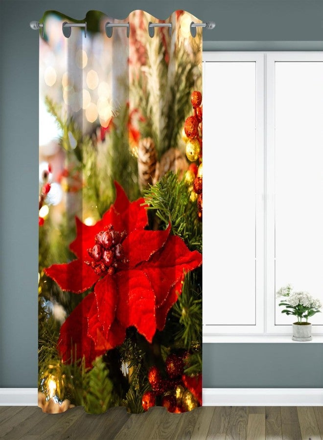OnlyOne1 Merry Christmas Curtain | LongCrush/Polyester Decorative Window & Door Drape | Festive, Party Decoration Curtain for Living Room, Bedroom, Kids Room & Home Decor | Size 9ft_15 | Single Piece - Image 1