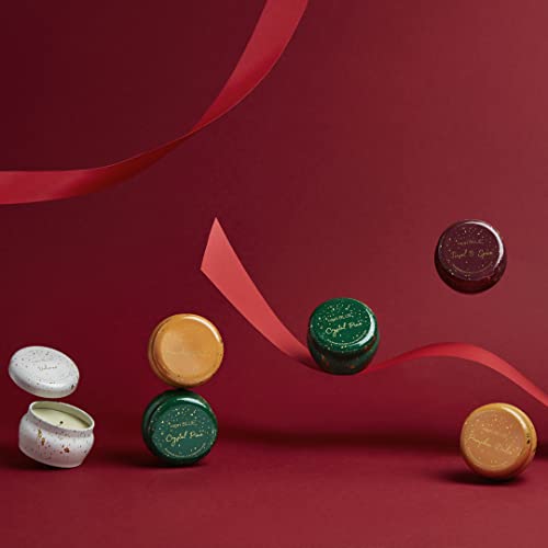 Capri Blue Glimmer Mini Tin - Volcano Scented Candle with Mini Tin Candle Holder - Soy Wax Blend - White and Gold (3 oz) - Image 5