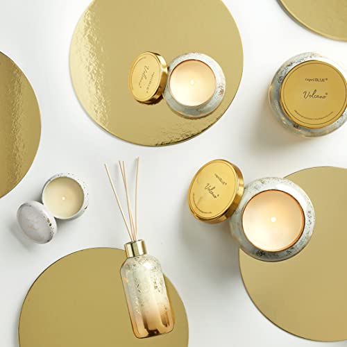 Capri Blue Glimmer Mini Tin - Volcano Scented Candle with Mini Tin Candle Holder - Soy Wax Blend - White and Gold (3 oz) - Image 3
