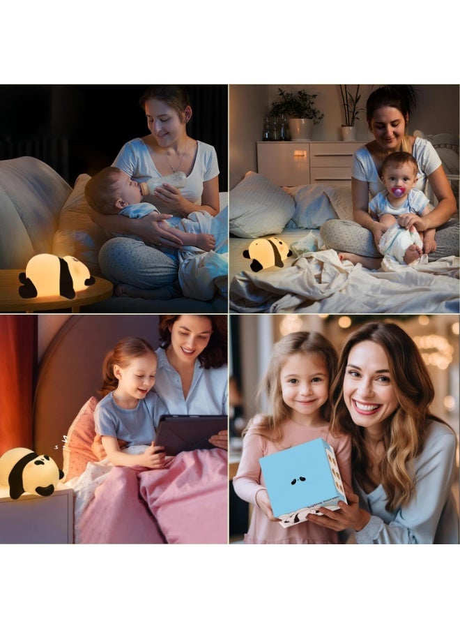 مصباح ليلي LED على شكل باندا لطيفة، مصباح ليلي قابل للتعديل بثلاثة مستويات إضاءة، مصباح ليلي من السيليكون الناعم، مصباح يعمل باللمس قابل لإعادة الشحن، مصباح ليلي ناعم وآمن للأولاد والبنات والرضع والأطفال، ديكور مثالي للغرفة وهدية رائعة - Image 3