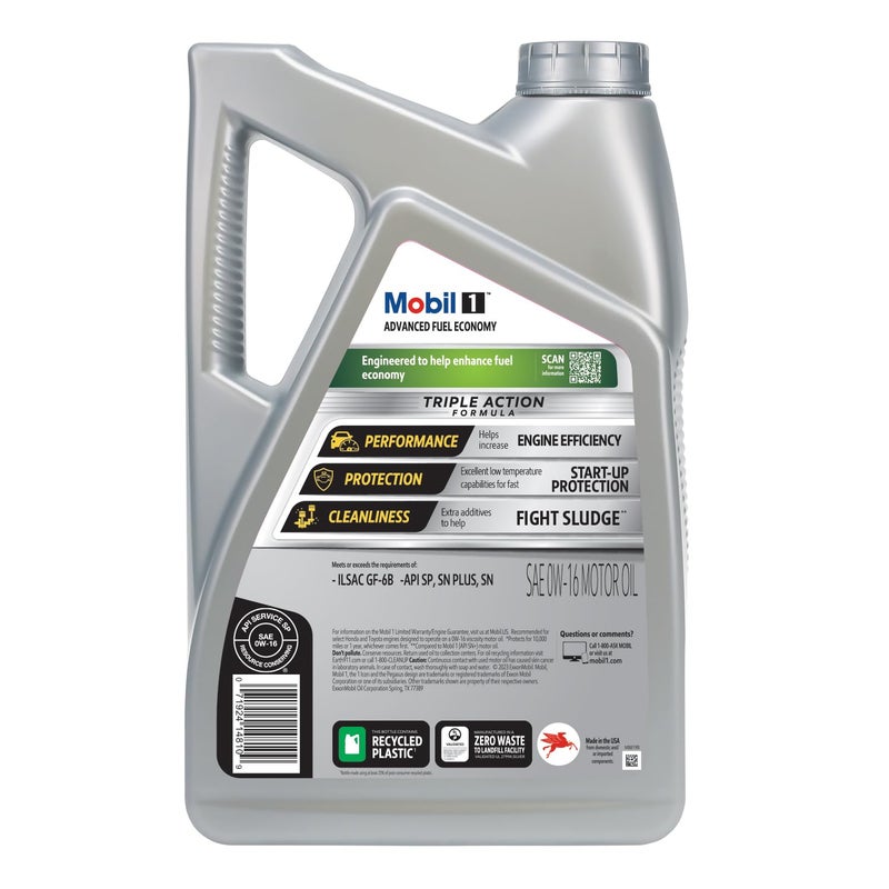 Mobil 1 Advanced Fuel Economy Full Synthetic Motor Oil 0W-16, 5 Quart - Image 3