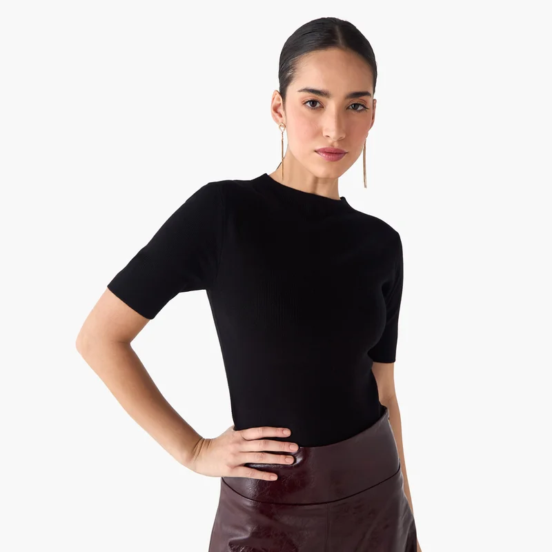 2Xtremz Short Sleeve Tricot Mock Neck Tank