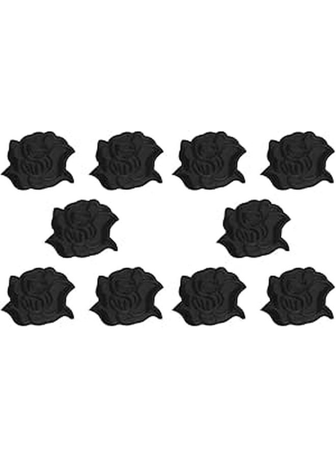 Black Iron On Flower Embroidered Patches For Jacket Repair DIY Craft Supplies - Image 1