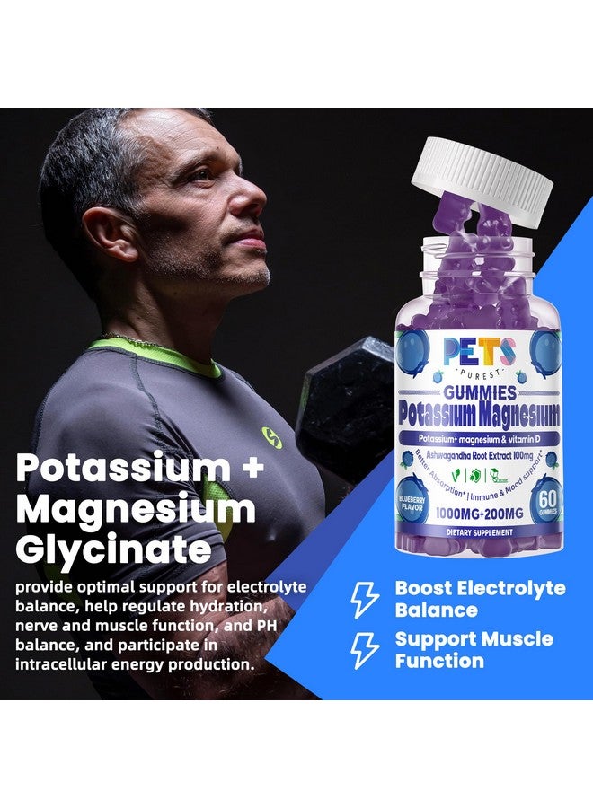 Pets Purest جواهر البوتاسيوم والمغنيسيوم - مغنيسيوم جليسينات عالي الامتصاص وسترات البوتاسيوم بالإضافة إلى أوميغا 3، B6، D3، K2 والكالسيوم - جواهر قابلة للمضغ لتشنجات الساق، المناعة والطاقة - توت أزرق 60 جواهر - Image 4