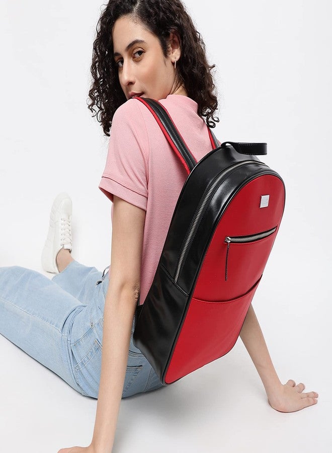 KLEIO Multifunctional Unisex Laptop Backpack (Red) with Zip Closure | Light Weight Office Bag with Polyester Lining | Water-resistant bag for Travel with Adjustable Shoulder Strap - Image 3