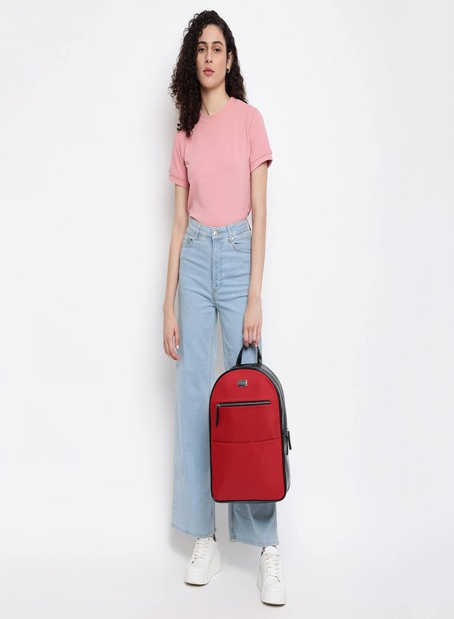 KLEIO Multifunctional Unisex Laptop Backpack (Red) with Zip Closure | Light Weight Office Bag with Polyester Lining | Water-resistant bag for Travel with Adjustable Shoulder Strap - Image 4
