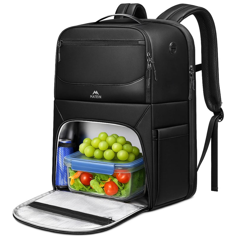 MATEIN Lunch Backpack for Men Waterproof Meal Prep Work Backpack with Lunch Compartment Large TSA 17 Inch Laptop Back Pack Lunchbox with Chest Strap Insulated Cooler Work Bag for Office Commute - Image 2