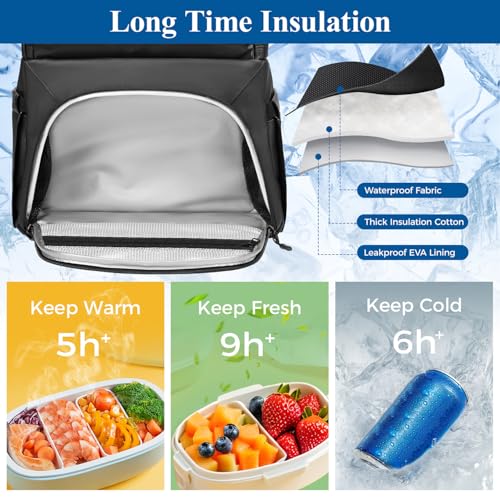 MATEIN Lunch Backpack for Men Waterproof Meal Prep Work Backpack with Lunch Compartment Large TSA 17 Inch Laptop Back Pack Lunchbox with Chest Strap Insulated Cooler Work Bag for Office Commute - Image 3