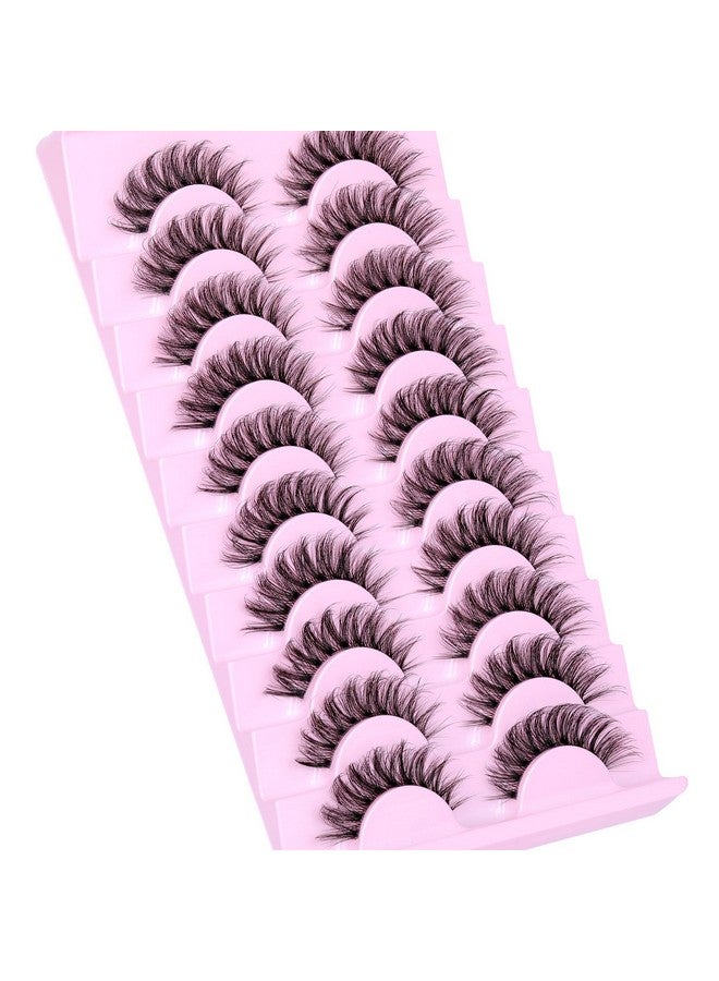 calphdiar False Lashes Natural Eyelashes Fluffy Lashes D Curl Eyelashes 14Mm 3D Volume Wispy Fake Eyelashes Strips Clear Band 10 Pairs Lashes Pack By Calphdiar - Image 5