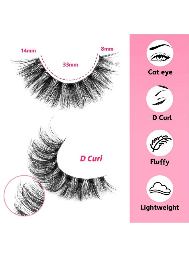 calphdiar False Lashes Natural Eyelashes Fluffy Lashes D Curl Eyelashes 14Mm 3D Volume Wispy Fake Eyelashes Strips Clear Band 10 Pairs Lashes Pack By Calphdiar - Image 3