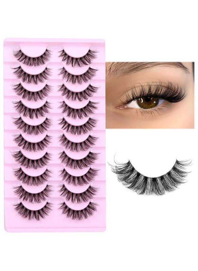 calphdiar False Lashes Natural Eyelashes Fluffy Lashes D Curl Eyelashes 14Mm 3D Volume Wispy Fake Eyelashes Strips Clear Band 10 Pairs Lashes Pack By Calphdiar - Image 2