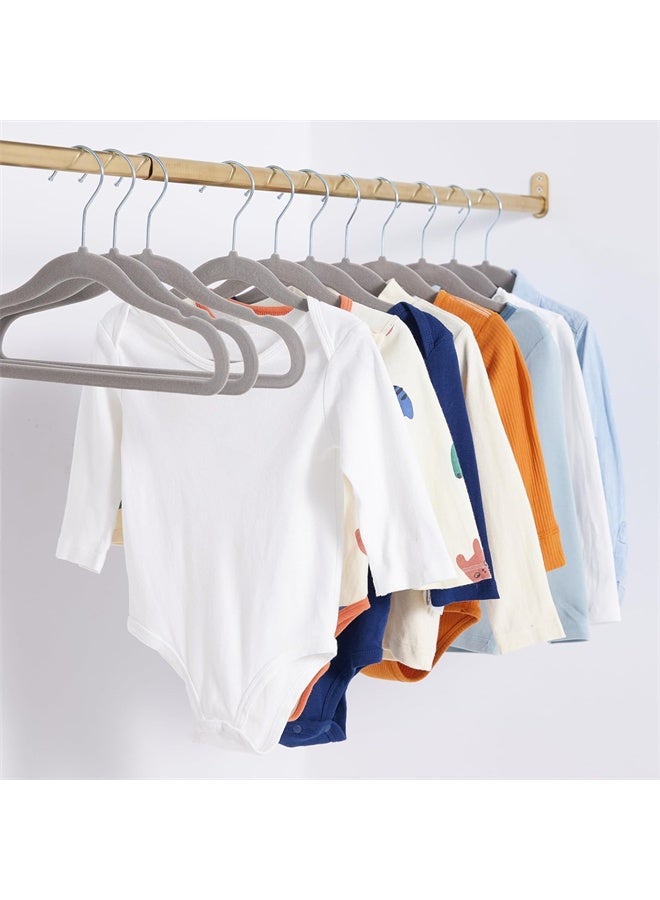 HOMESTAR Kids Velvet Hangers 30 Pack, Non-Slip Premium Hangers for Clothes, Felt heavy Duty Coat Hangers, Grey - Image 4