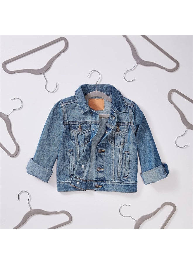 HOMESTAR Kids Velvet Hangers 30 Pack, Non-Slip Premium Hangers for Clothes, Felt heavy Duty Coat Hangers, Grey - Image 3