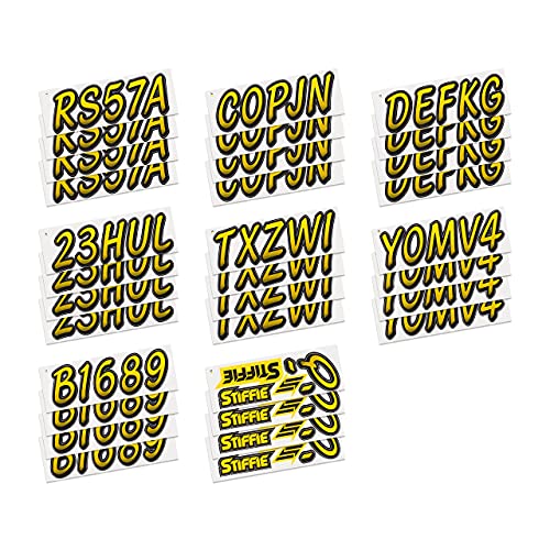Stiffie Whipline Yellow/Black 3" Alpha-Numeric Registration Identification Numbers Stickers Decals for Boats & Personal Watercraft - Image 4