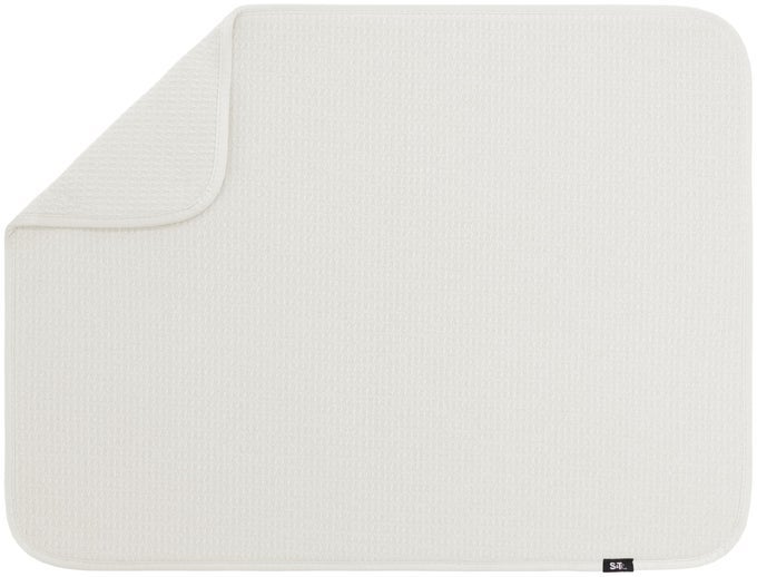 ST INC DISH DRYING MAT XL 18 X 24 ABSORBENT MICROFIBER KITCHEN COUNTER MAT DISH DRYING PAD FOR DISHES UTENSILS POTS AND PANS EXTRA LARGE CREAM