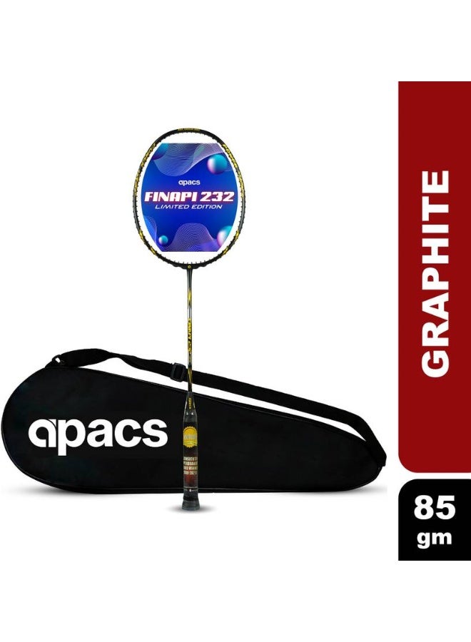Apacs apacs Finapi 232 Limited Edition (38 LBS Tension) Made in Vietnam | Japanese Graphite Black, Gold Unstrung Badminton Racquet  (Pack of: 1, 85 g)  - Image 1