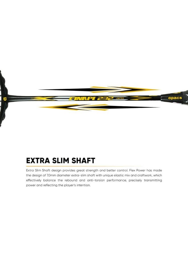 Apacs apacs Finapi 232 Limited Edition (38 LBS Tension) Made in Vietnam | Japanese Graphite Black, Gold Unstrung Badminton Racquet  (Pack of: 1, 85 g)  - Image 5